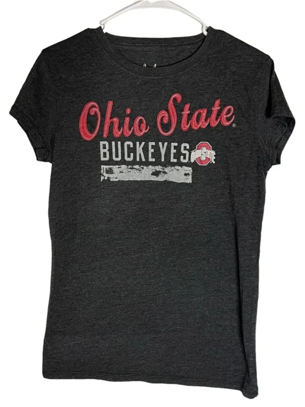 Ohio State Buckeyes Womens T-Shirt L J. America Gray Red Short Sleeve - Picture 4 of 6